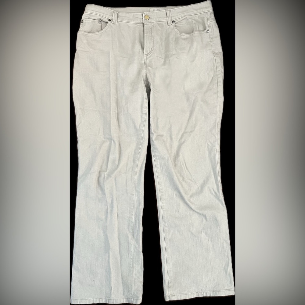 Talbots Cream Denim Jeans Size 14 Five‎ Pocket Straight Leg Stretch.